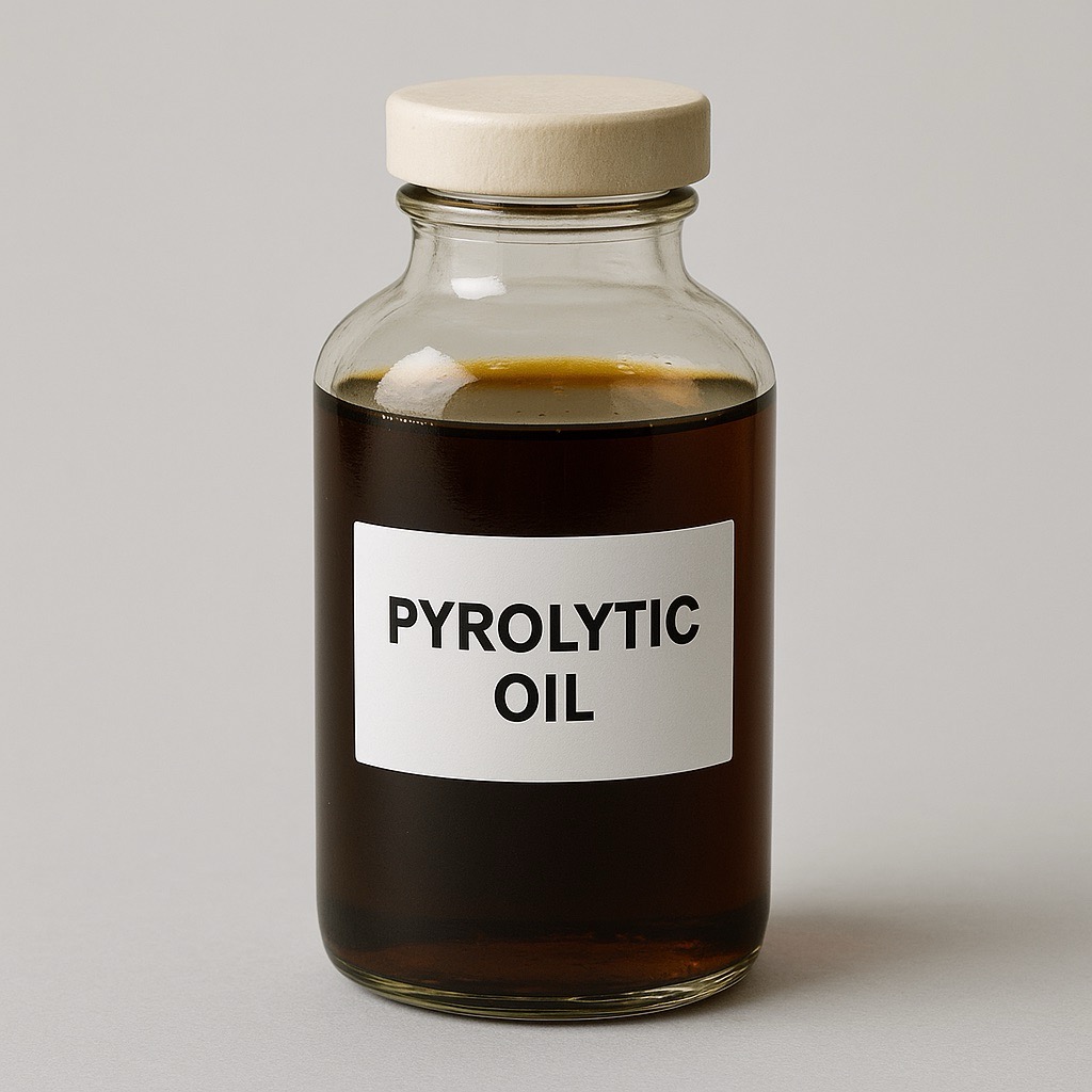 Pyrolytic oil in lab bottle